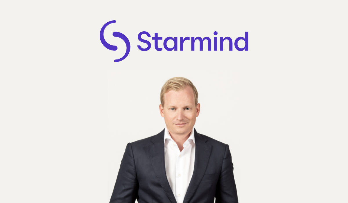 Marc Vontobel headshot with the Starmind logo above him on a white background