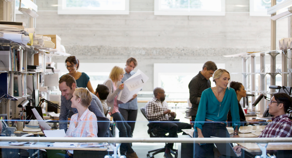 Employees in a workplace